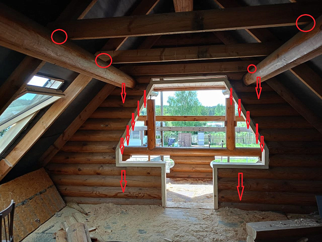 Нестандартное окно-дверь во фронтоне сруба: как поставить балконный блок "чебурашку" и пережить усадку - опыт ШУВОЕ